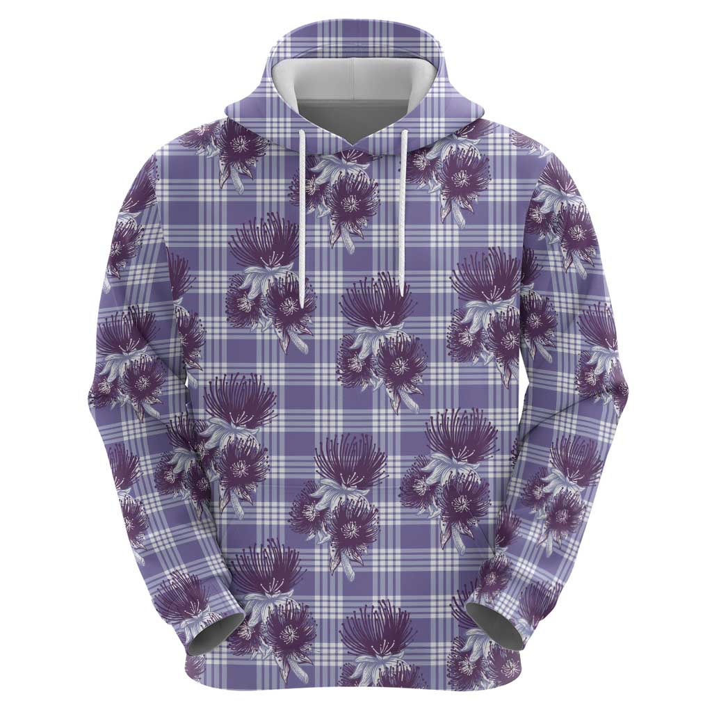 Purple Palaka Hawaii Zip Hoodie Hawaiian Lehua Blossoms LT05 - Polynesian Pride