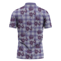 Purple Palaka Hawaii Zipper Polo Shirt Hawaiian Lehua Blossoms LT05 - Polynesian Pride