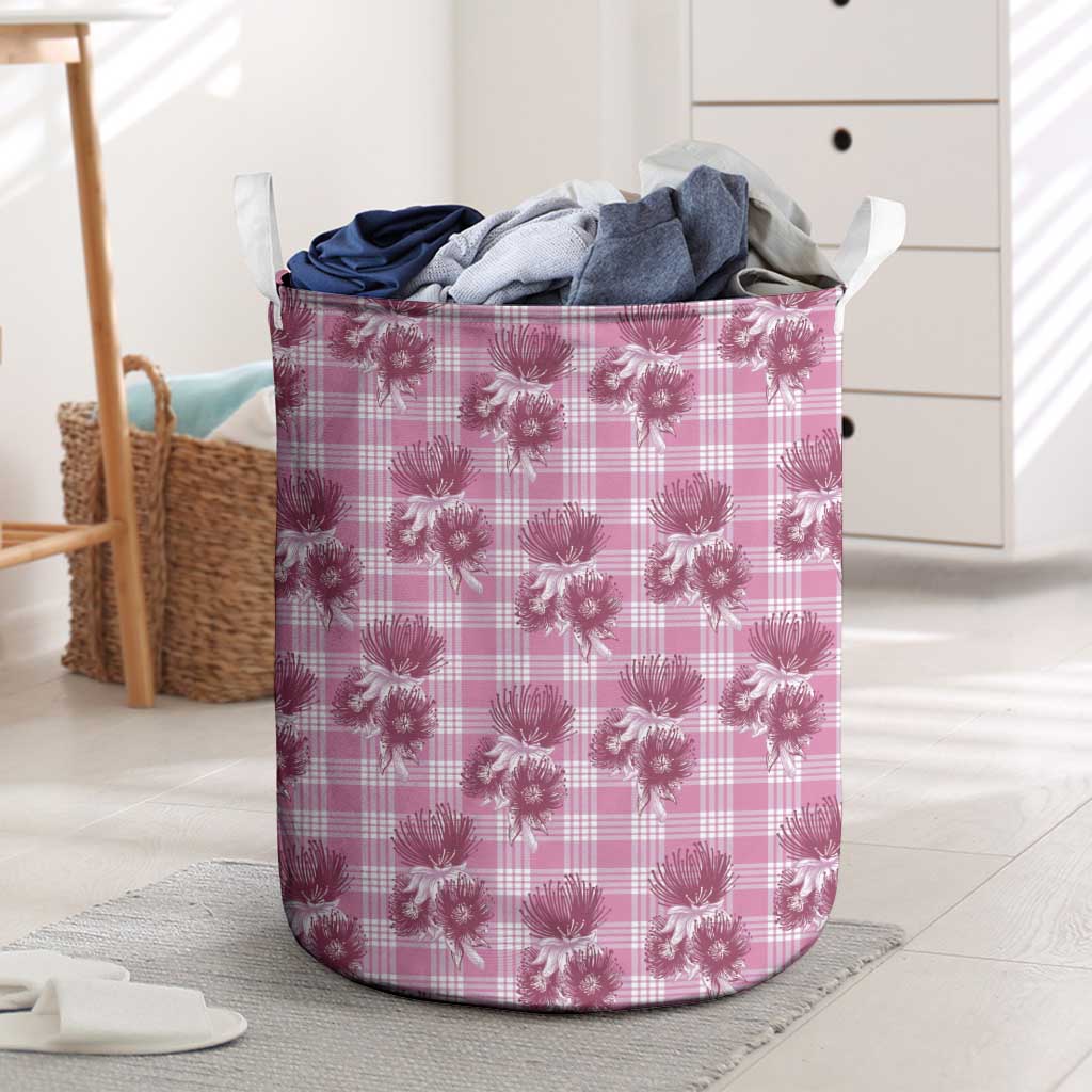 Pink Palaka Hawaii Laundry Basket Hawaiian Lehua Blossoms LT05 Pink - Polynesian Pride