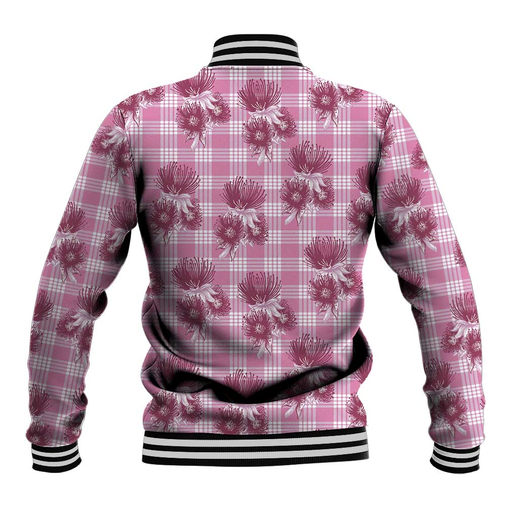 Pink Palaka Hawaii Baseball Jacket Hawaiian Lehua Blossoms LT05 - Polynesian Pride