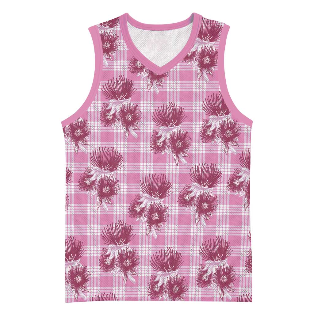 Pink Palaka Hawaii Basketball Jersey Hawaiian Lehua Blossoms LT05 Unisex Pink - Polynesian Pride