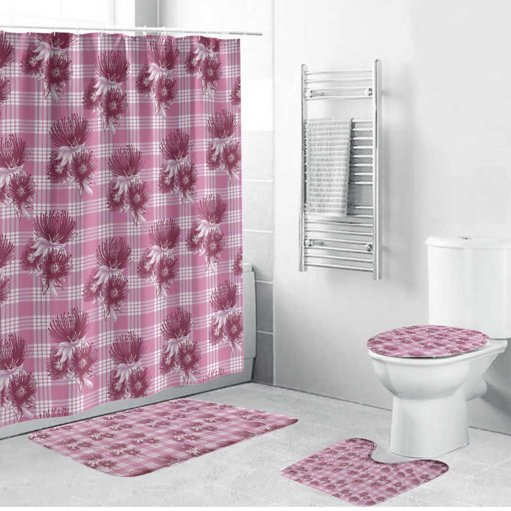 Pink Palaka Hawaii Bathroom Set Hawaiian Lehua Blossoms LT05 Bathroom Set (4 pcs) Pink - Polynesian Pride
