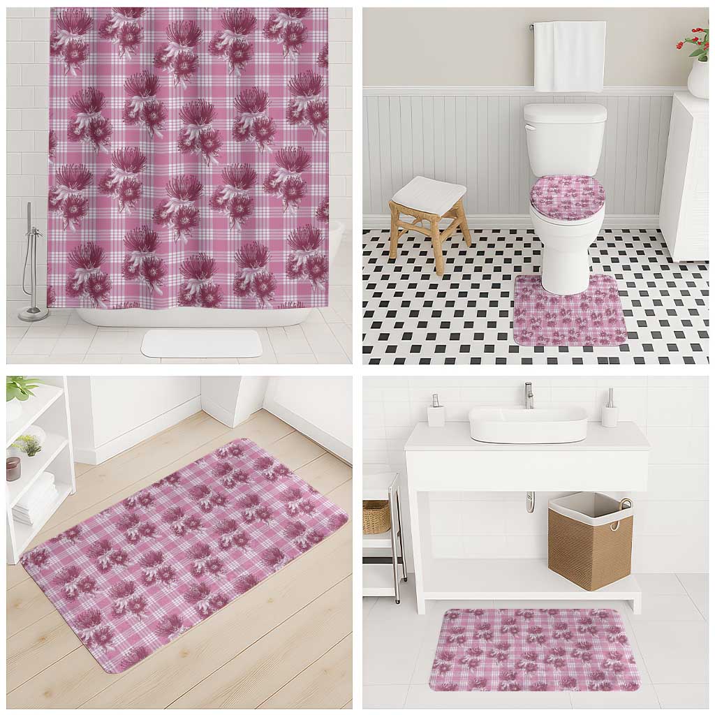 Pink Palaka Hawaii Bathroom Set Hawaiian Lehua Blossoms LT05 - Polynesian Pride