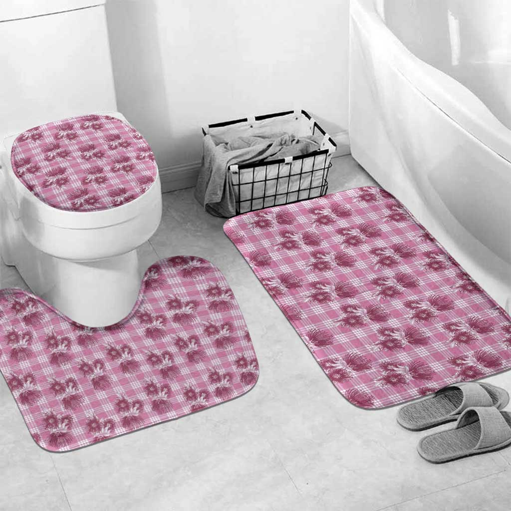 Pink Palaka Hawaii Bathroom Set Hawaiian Lehua Blossoms LT05 Mat Set Only (3 pcs) One Size Pink - Polynesian Pride