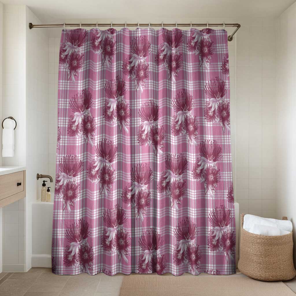 Pink Palaka Hawaii Bathroom Set Hawaiian Lehua Blossoms LT05 Shower Curtain Only Pink - Polynesian Pride