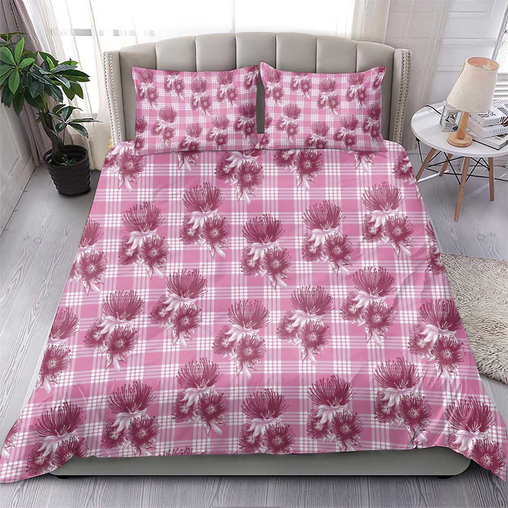 Pink Palaka Hawaii Bedding Set Hawaiian Lehua Blossoms LT05 - Polynesian Pride