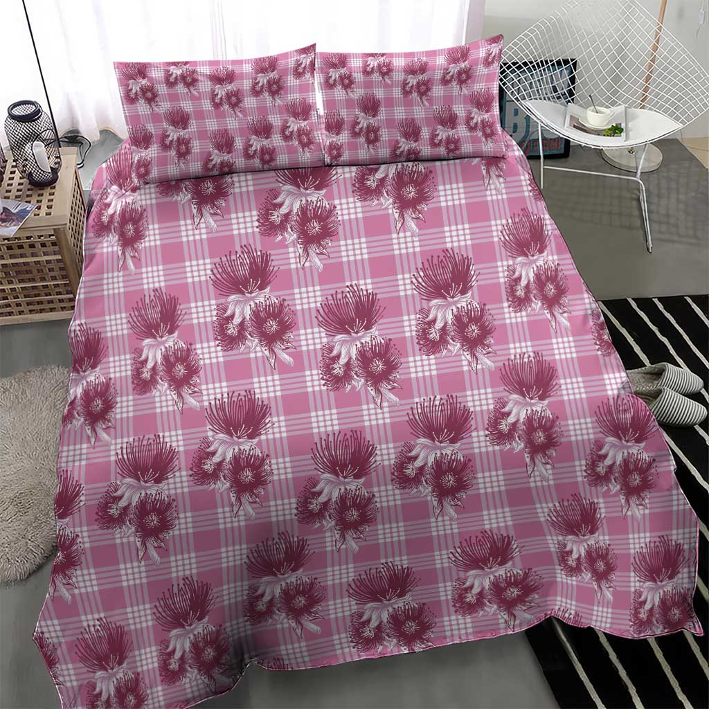 Pink Palaka Hawaii Bedding Set Hawaiian Lehua Blossoms LT05 - Polynesian Pride