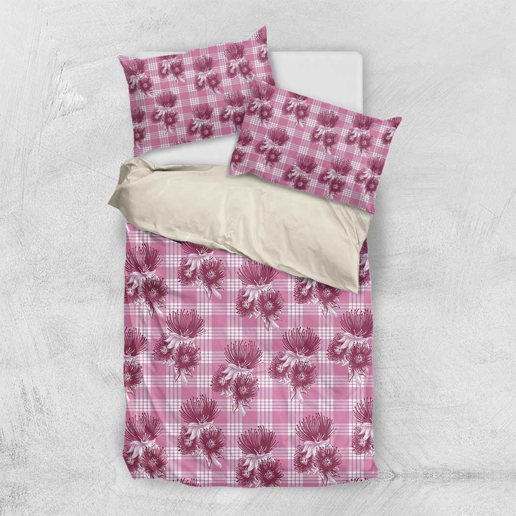 Pink Palaka Hawaii Bedding Set Hawaiian Lehua Blossoms LT05 US Twin 172cm x 218cm Pink - Polynesian Pride