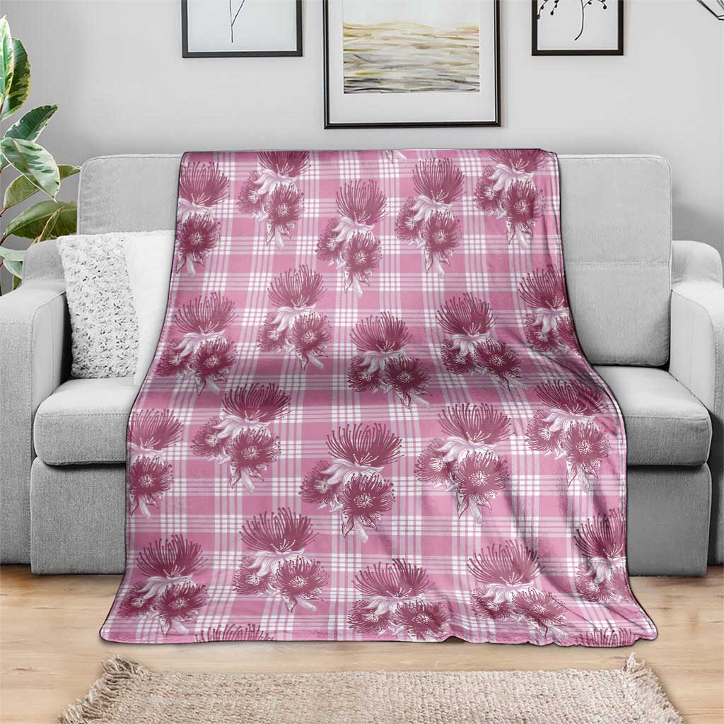 Pink Palaka Hawaii Blanket Hawaiian Lehua Blossoms LT05 - Polynesian Pride