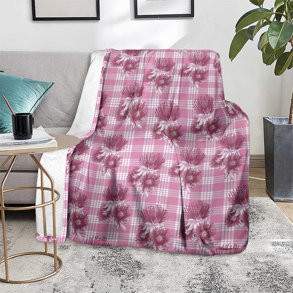 Pink Palaka Hawaii Blanket Hawaiian Lehua Blossoms LT05 - Polynesian Pride