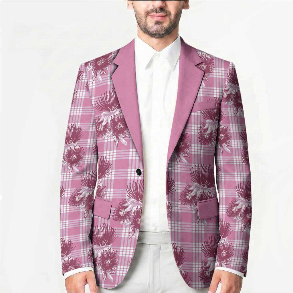 Pink Palaka Hawaii Blazer Hawaiian Lehua Blossoms LT05 - Polynesian Pride