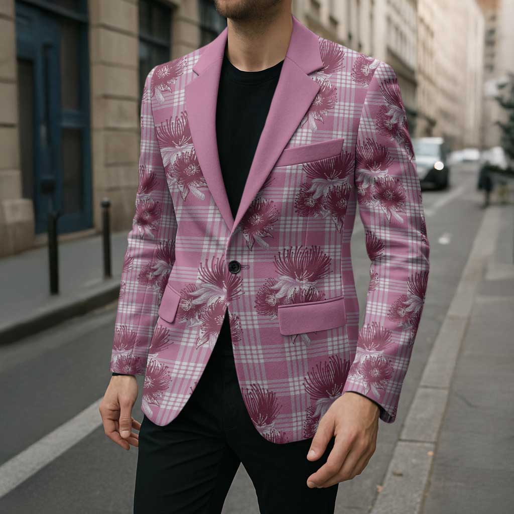 Pink Palaka Hawaii Blazer Hawaiian Lehua Blossoms LT05 - Polynesian Pride