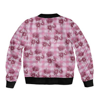 Pink Palaka Hawaii Bomber Jacket Hawaiian Lehua Blossoms LT05 - Polynesian Pride