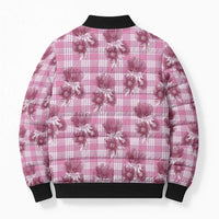 Pink Palaka Hawaii Bomber Puffer Jacket Hawaiian Lehua Blossoms LT05 - Polynesian Pride