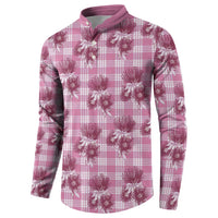 Pink Palaka Hawaii Button Sweatshirt Hawaiian Lehua Blossoms LT05 - Polynesian Pride