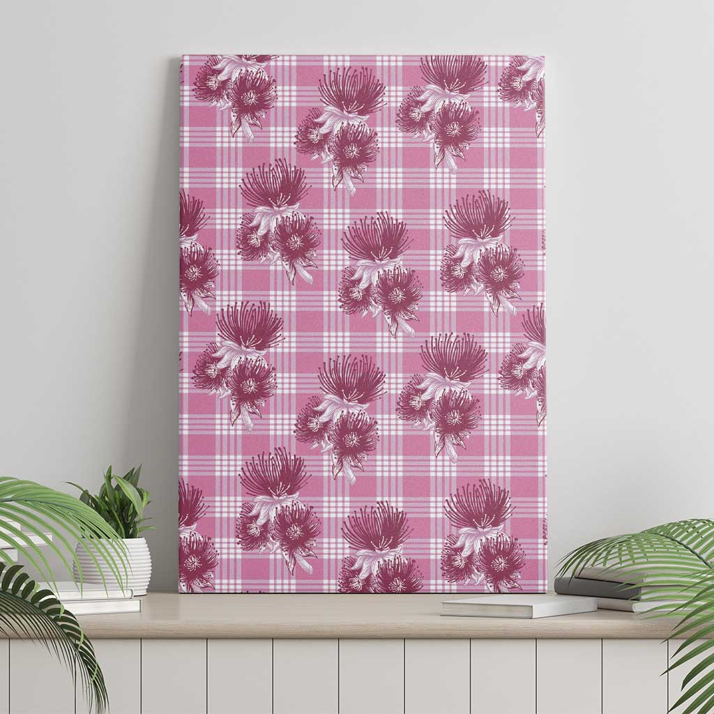 Pink Palaka Hawaii Canvas Wall Art Hawaiian Lehua Blossoms LT05 - Polynesian Pride