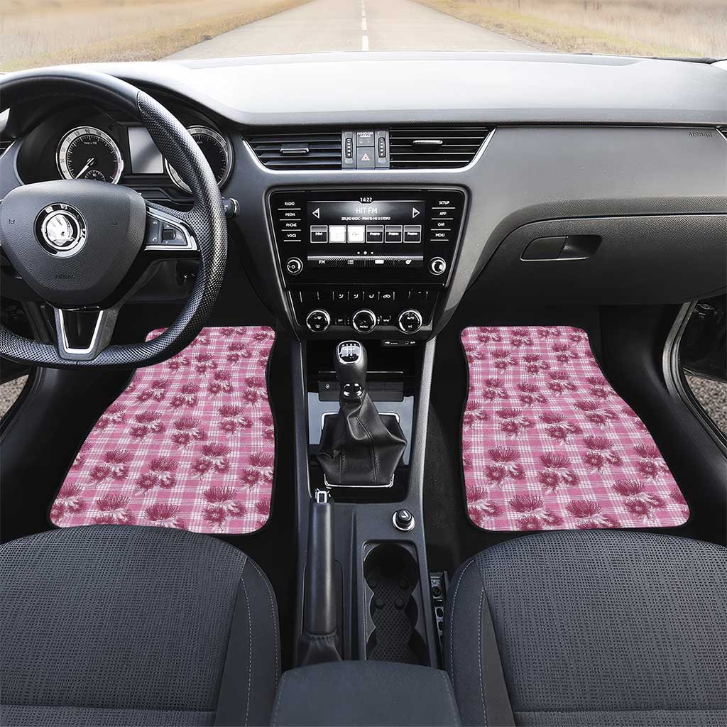Pink Palaka Hawaii Car Mats Hawaiian Lehua Blossoms LT05 Set 2pcs - Front Pink - Polynesian Pride