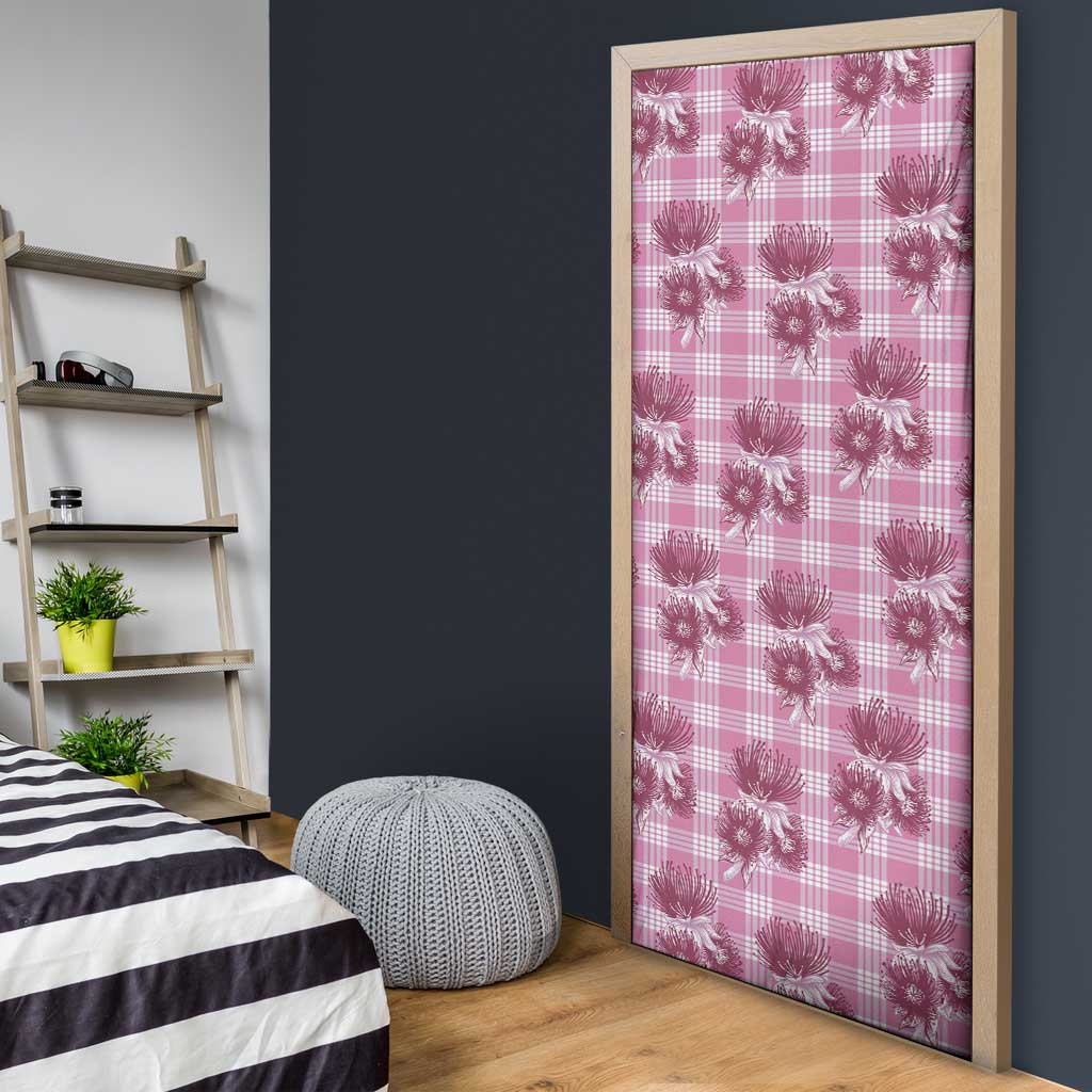 Pink Palaka Hawaii Door Cover Hawaiian Lehua Blossoms LT05 - Polynesian Pride