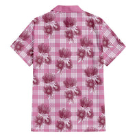 Pink Palaka Hawaii Family Matching Mermaid Dress and Hawaiian Shirt Hawaiian Lehua Blossoms