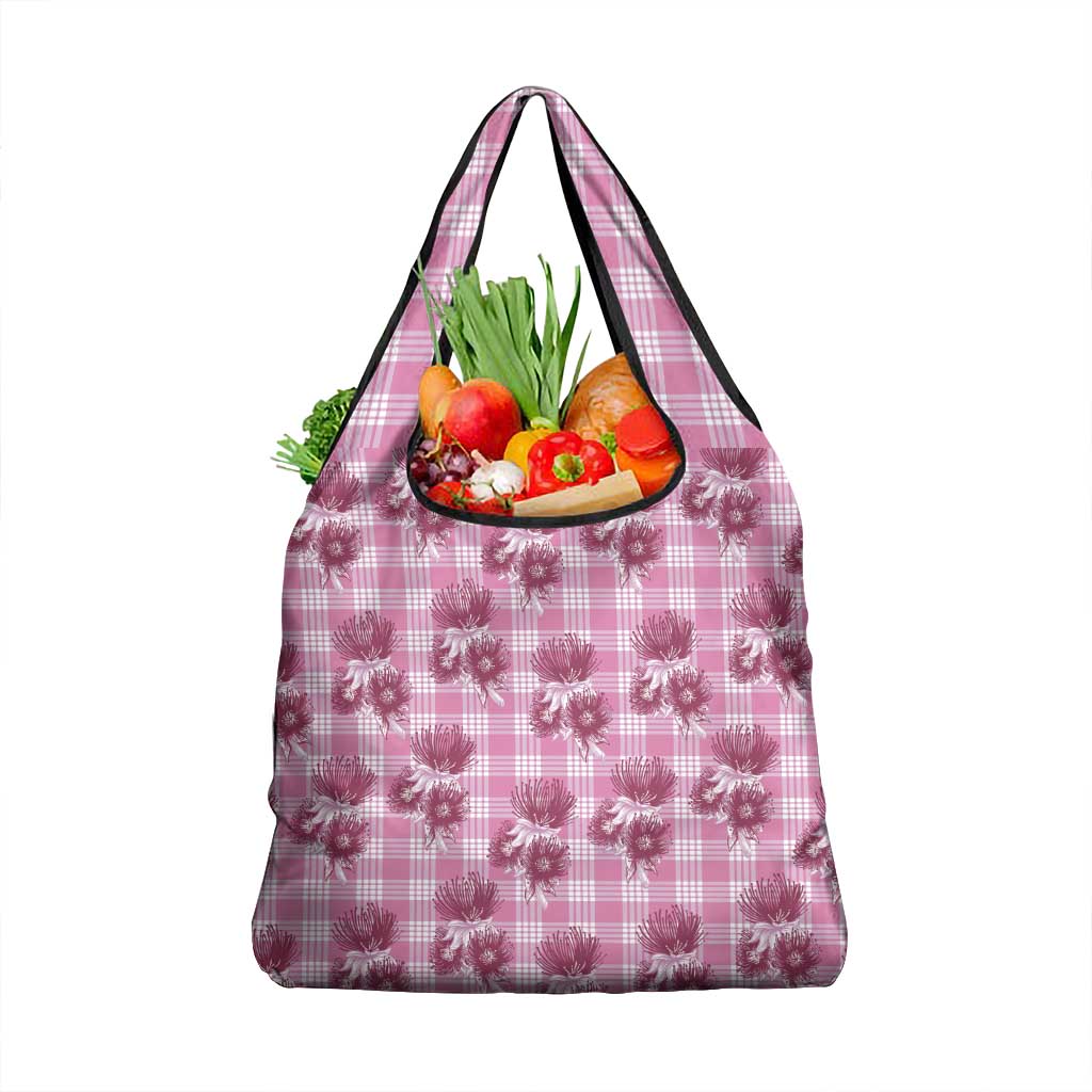 Pink Palaka Hawaii Grocery Bag Hawaiian Lehua Blossoms LT05 1-pack One Size Pink - Polynesian Pride