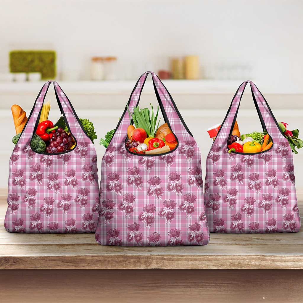 Pink Palaka Hawaii Grocery Bag Hawaiian Lehua Blossoms LT05 3-pack One Size Pink - Polynesian Pride