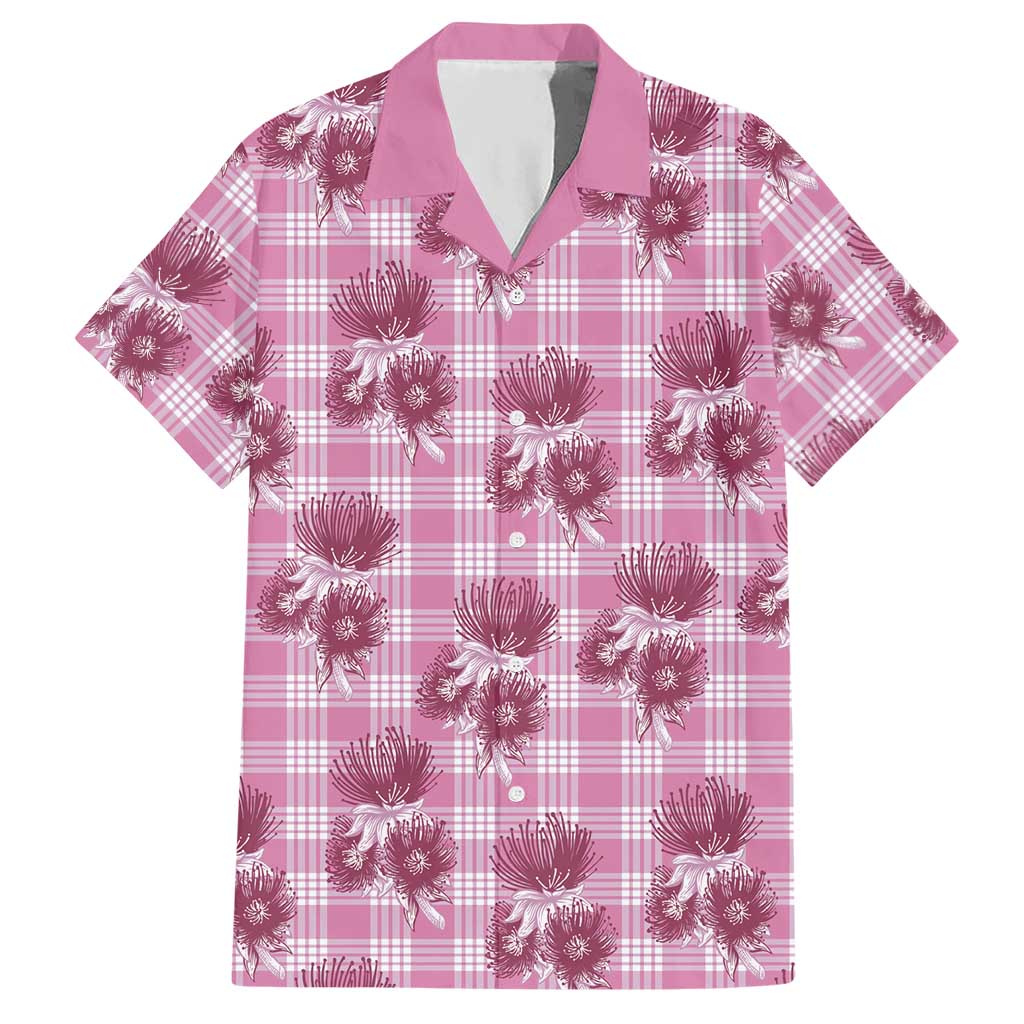 Pink Palaka Hawaii Hawaiian Shirt Hawaiian Lehua Blossoms