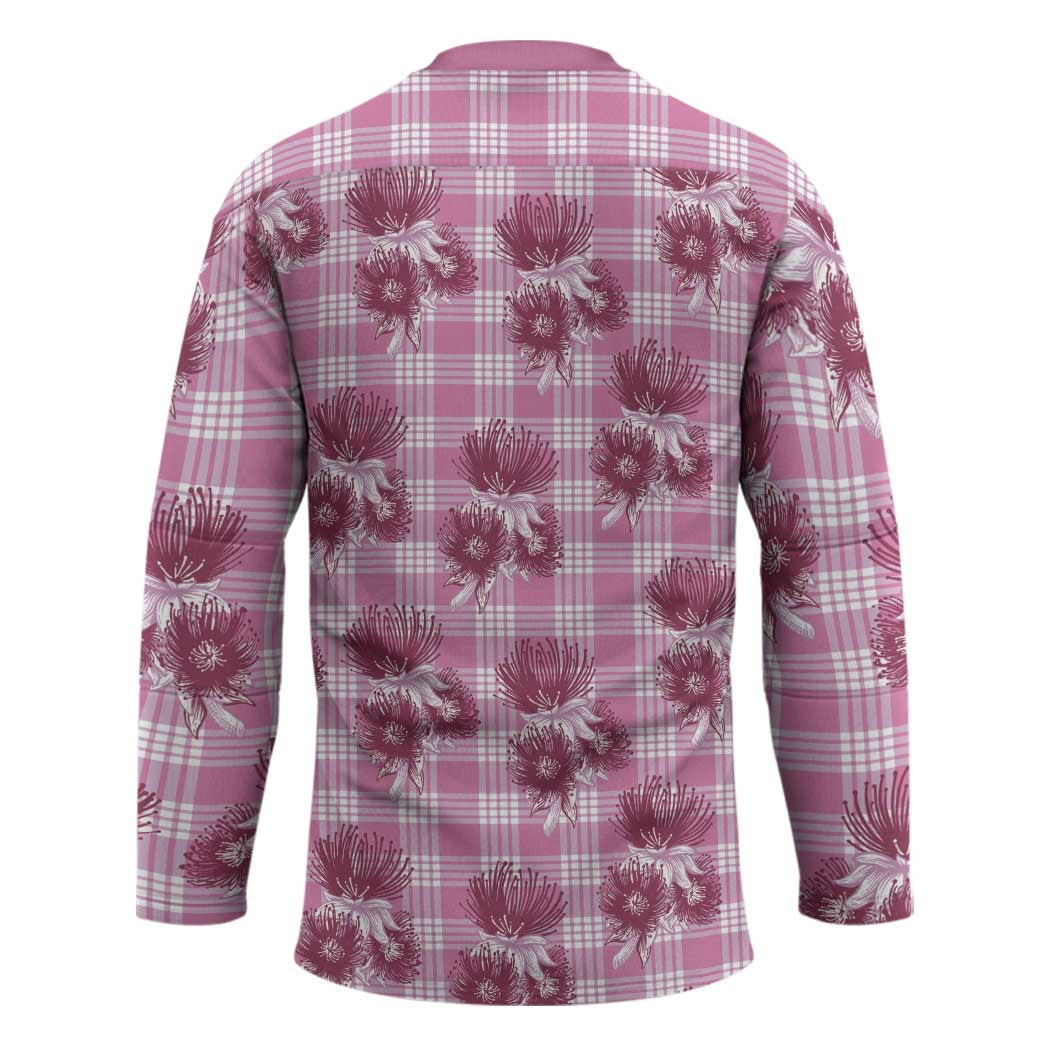 Pink Palaka Hawaii Hockey Jersey Hawaiian Lehua Blossoms LT05 - Polynesian Pride
