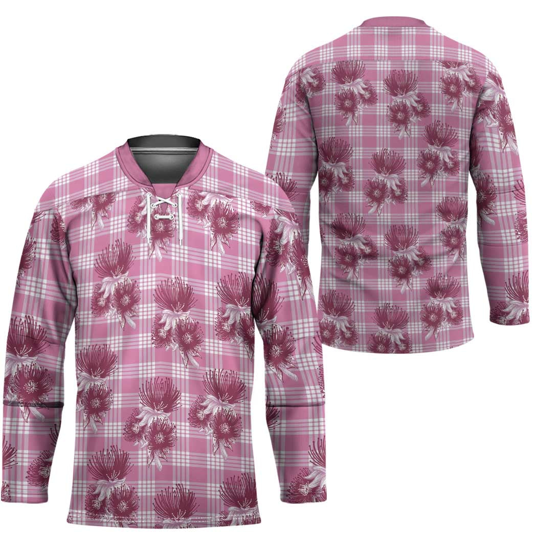 Pink Palaka Hawaii Hockey Jersey Hawaiian Lehua Blossoms LT05 - Polynesian Pride