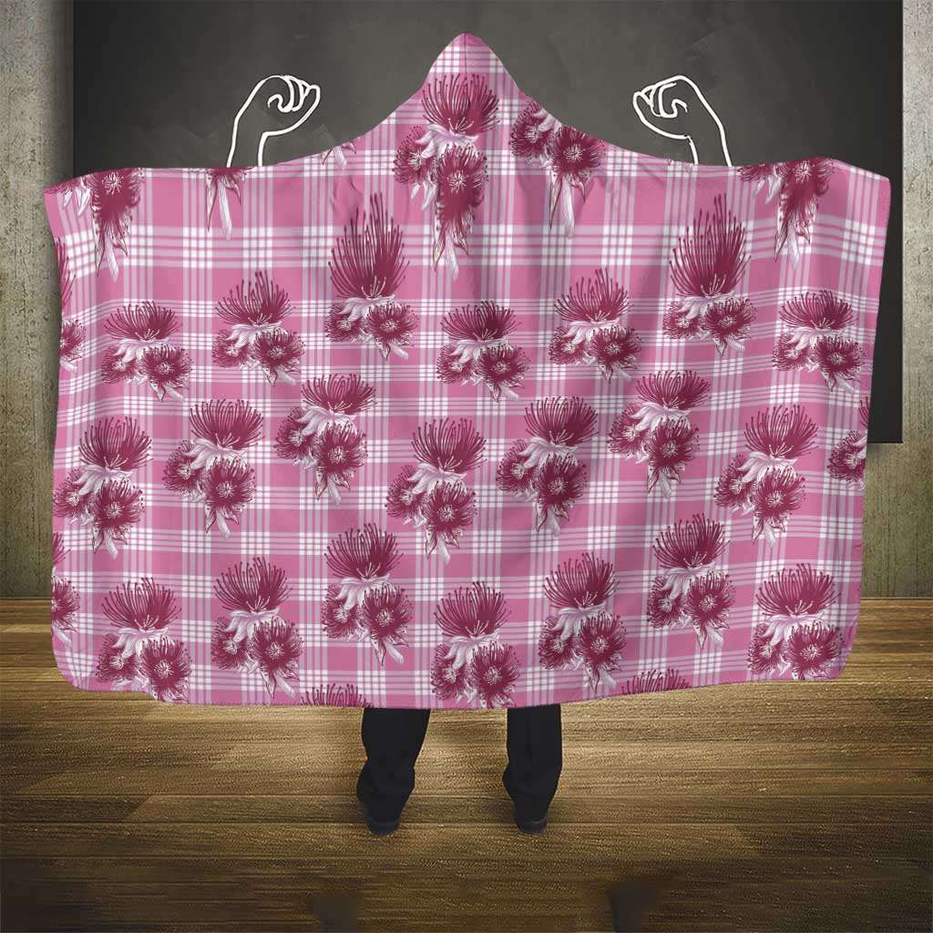 Pink Palaka Hawaii Hooded Blanket Hawaiian Lehua Blossoms LT05 - Polynesian Pride