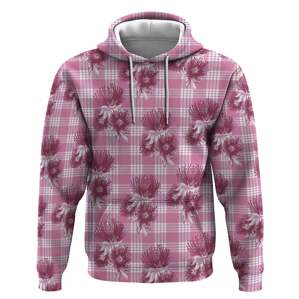 Pink Palaka Hawaii Hoodie Hawaiian Lehua Blossoms LT05 Pullover Hoodie Pink - Polynesian Pride