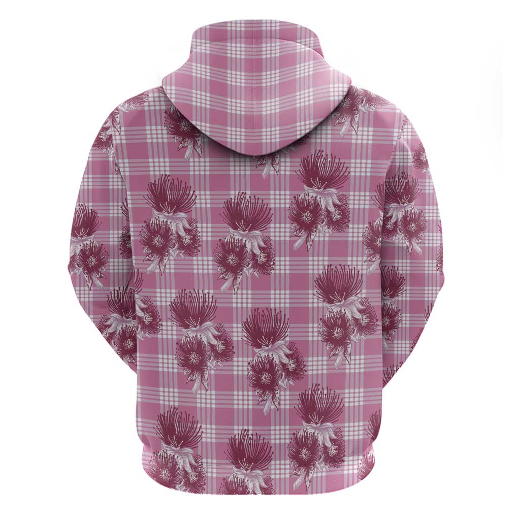 Pink Palaka Hawaii Hoodie Hawaiian Lehua Blossoms LT05 - Polynesian Pride
