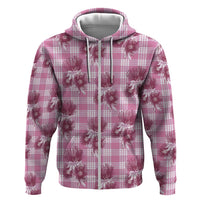 Pink Palaka Hawaii Hoodie Hawaiian Lehua Blossoms LT05 Zip Hoodie Pink - Polynesian Pride