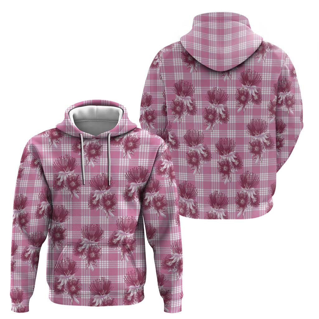 Pink Palaka Hawaii Hoodie Hawaiian Lehua Blossoms LT05 - Polynesian Pride