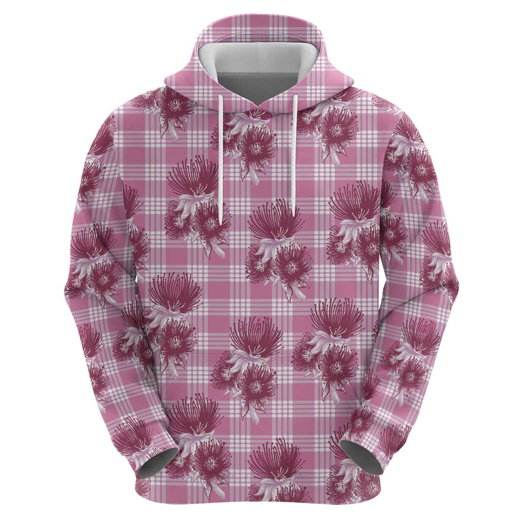 Pink Palaka Hawaii Hoodie Hawaiian Lehua Blossoms LT05 - Polynesian Pride