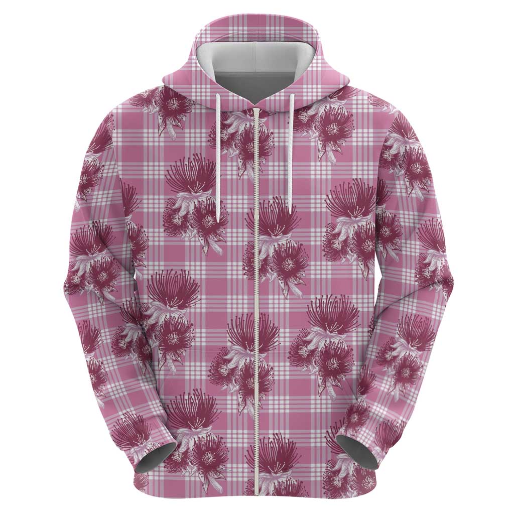 Pink Palaka Hawaii Hoodie Hawaiian Lehua Blossoms LT05 - Polynesian Pride