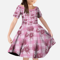 Pink Palaka Hawaii Kid Short Sleeve Dress Hawaiian Lehua Blossoms LT05 KID Pink - Polynesian Pride