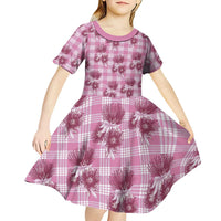 Pink Palaka Hawaii Kid Short Sleeve Dress Hawaiian Lehua Blossoms LT05 - Polynesian Pride