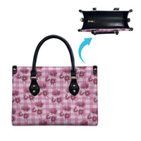 Pink Palaka Hawaii Leather Bag Hawaiian Lehua Blossoms LT05 - Polynesian Pride