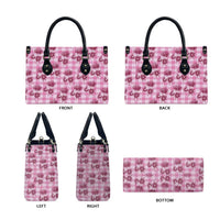 Pink Palaka Hawaii Leather Bag Hawaiian Lehua Blossoms LT05 - Polynesian Pride