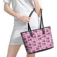 Pink Palaka Hawaii Leather Tote Bag Hawaiian Lehua Blossoms LT05 - Polynesian Pride