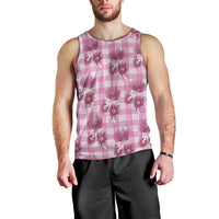 Pink Palaka Hawaii Men Tank Top Hawaiian Lehua Blossoms LT05 - Polynesian Pride