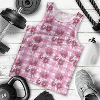 Pink Palaka Hawaii Men Tank Top Hawaiian Lehua Blossoms LT05 - Polynesian Pride