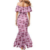 Pink Palaka Hawaii Mermaid Dress Hawaiian Lehua Blossoms LT05 - Polynesian Pride