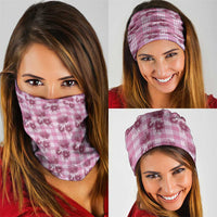 Pink Palaka Hawaii Neck Gaiter Hawaiian Lehua Blossoms LT05 - Polynesian Pride
