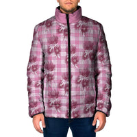 Pink Palaka Hawaii Padded Jacket Hawaiian Lehua Blossoms LT05 Men Pink - Polynesian Pride