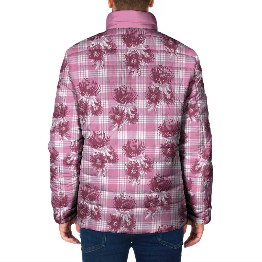 Pink Palaka Hawaii Padded Jacket Hawaiian Lehua Blossoms LT05 - Polynesian Pride