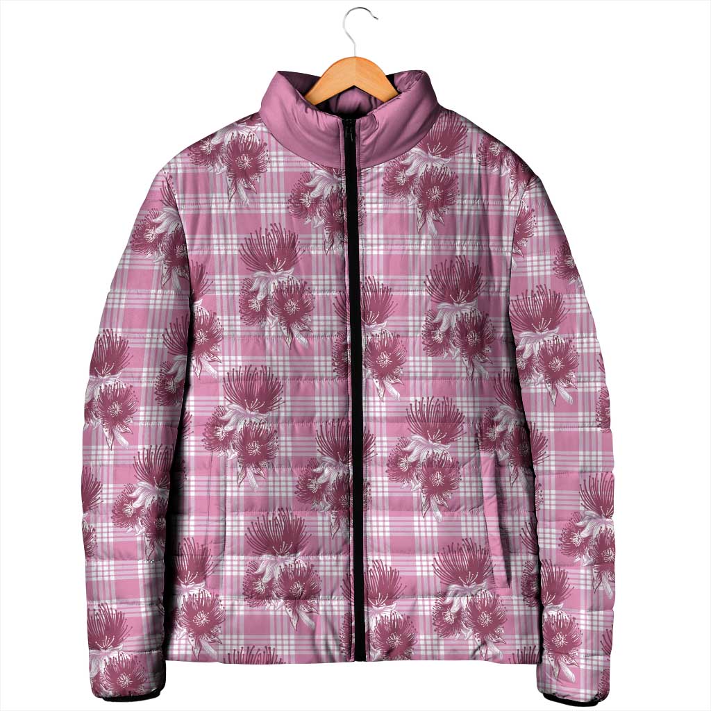 Pink Palaka Hawaii Padded Jacket Hawaiian Lehua Blossoms LT05 - Polynesian Pride
