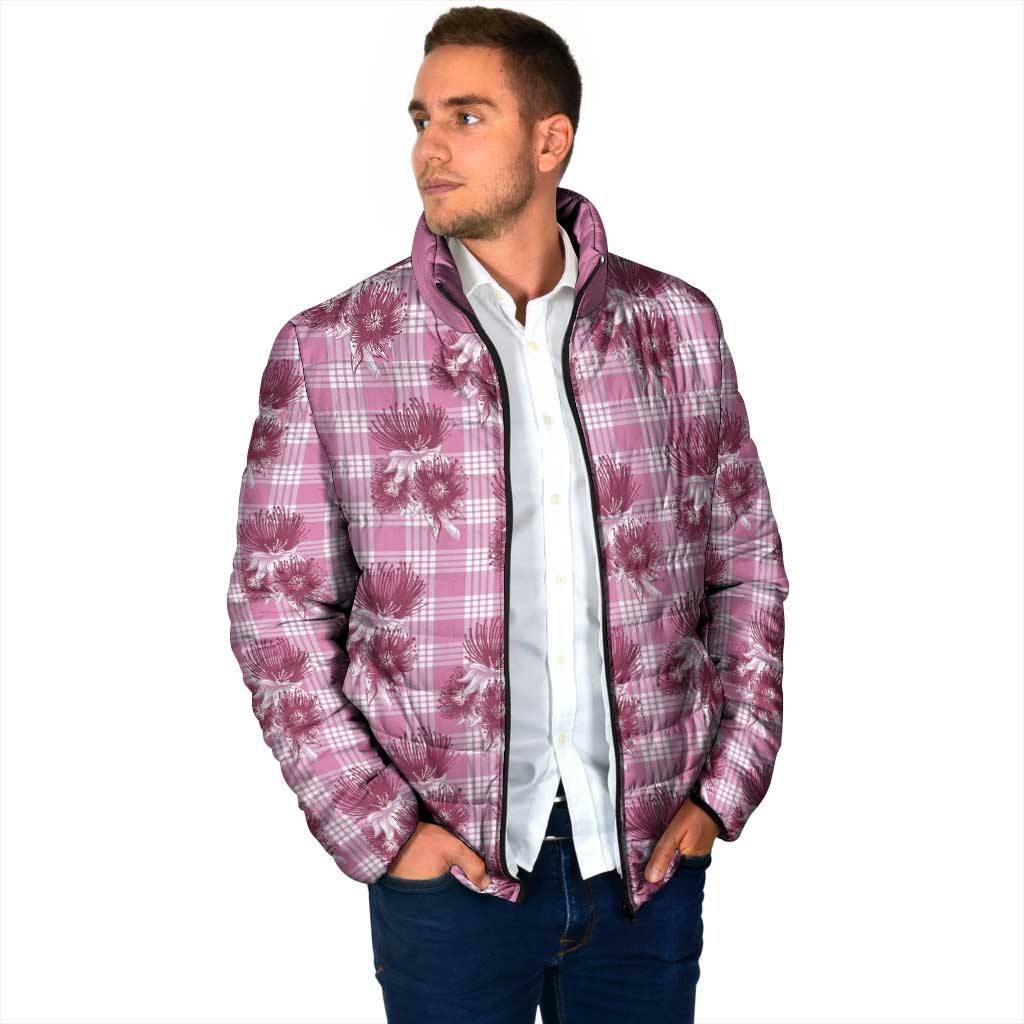 Pink Palaka Hawaii Padded Jacket Hawaiian Lehua Blossoms LT05 - Polynesian Pride