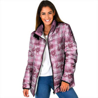 Pink Palaka Hawaii Padded Jacket Hawaiian Lehua Blossoms LT05 Women Pink - Polynesian Pride