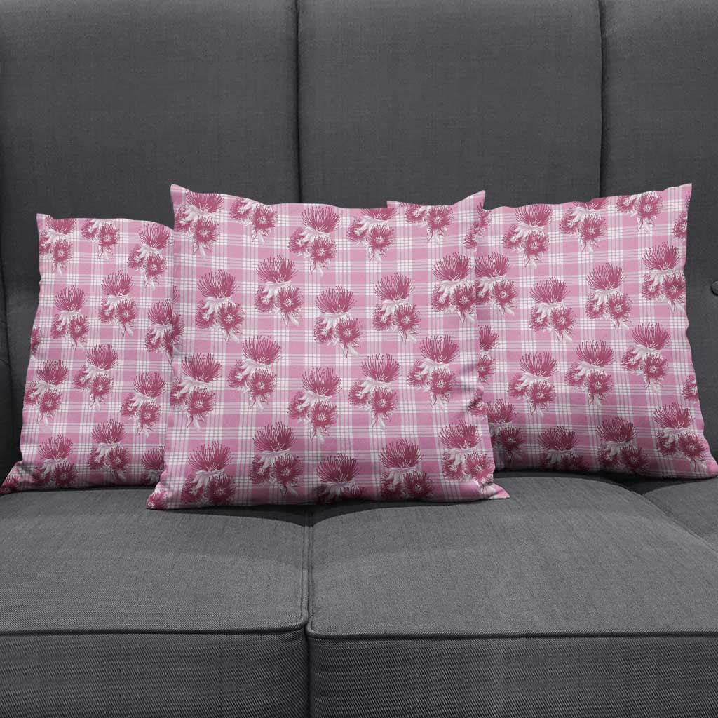 Pink Palaka Hawaii Pillow Cover Hawaiian Lehua Blossoms LT05 - Polynesian Pride